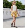 image:imagePerfashion Girls Satin Bubble Skirt Puff Balloon Cute Shiny Mini Skorts Builtin Shorts amp Pockets Dance 413YGold
