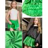 image:imagePerfashion Girls Satin Bubble Skirt Puff Balloon Cute Shiny Mini Skorts Builtin Shorts amp Pockets Dance 413YGreen