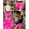 image:imagePerfashion Girls Satin Shorts Silk Dolphin Athletic Short Soft Shiny Metallic Dance Cheer Summer with Pocket 413YNeon Pink