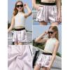 image:imagePerfashion Girls Satin Shorts Silk Dolphin Athletic Short Soft Shiny Metallic Dance Cheer Summer with Pocket 413YSilver