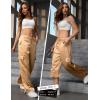 image:imagePerfashion Women Satin Pants Silk Wide Leg Trousers Cargo Joggers Drawstring Going Out Concert OutfitsChampagne 21929