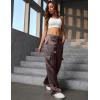 image:imagePerfashion Women Satin Pants Silk Wide Leg Trousers Cargo Joggers Drawstring Going Out Concert OutfitsCoffee 40929