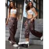 image:imagePerfashion Women Satin Pants Silk Wide Leg Trousers Cargo Joggers Drawstring Going Out Concert OutfitsCoffee 40929