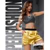 image:imagePerfashion Women Satin Shorts Silk Dolphin Boxer Shorts Metallic Going Out Streetwear Athletic Festival Dance ShortGold