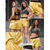 image:imagePerfashion Women Satin Shorts Silk Dolphin Boxer Shorts Metallic Going Out Streetwear Athletic Festival Dance ShortGold