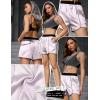 image:imagePerfashion Women Satin Shorts Silk Dolphin Boxer Shorts Metallic Going Out Streetwear Athletic Festival Dance ShortSilver