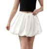 image:imagePerfashion Girls Satin Bubble Skirt Puff Balloon Cute Shiny Mini Skorts Builtin Shorts amp Pockets Dance 413YWhite