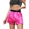 image:imagePerfashion Women Satin Shorts Silk Dolphin Boxer Shorts Metallic Going Out Streetwear Athletic Festival Dance ShortNeon Pink