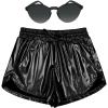 image:imagePerfashion Womens Metallic Shorts Summer Sparkly Hot Outfit Shiny Short PantsBlack13