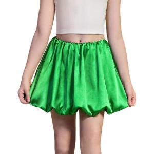 image:imagePerfashion Girls Satin Bubble Skirt Puff Balloon Cute Shiny Mini Skorts Builtin Shorts amp Pockets Dance 413YGreen