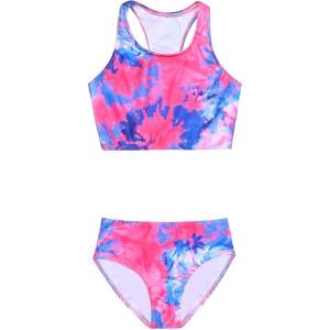 image:imagePerfashion Girls TwoPiece Swimsuits Tankini Sets Swimwear Bathing Suit Beach SportTie Dye 35a