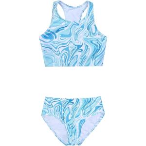 image:imagePerfashion Girls TwoPiece Swimsuits Tankini Sets Swimwear Bathing Suit Beach SportTie Dye Blue 45d
