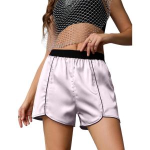 image:imagePerfashion Women Satin Shorts Silk Dolphin Boxer Shorts Metallic Going Out Streetwear Athletic Festival Dance ShortSilver