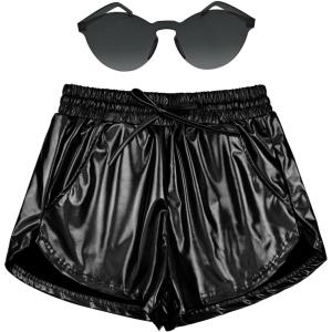 image:imagePerfashion Womens Metallic Shorts Summer Sparkly Hot Outfit Shiny Short PantsBlack13
