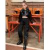 image:imagePerfashion Cargo Pants for Girls Hip Hop Dance Metallic Y2K Neon Drawstring Parachute Wide Leg Jogger 413YCargo Black 48921