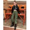 image:imagePerfashion Cargo Pants for Girls Hip Hop Dance Metallic Y2K Neon Drawstring Parachute Wide Leg Jogger 413YCargo Military Green 35921