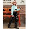 image:imagePerfashion Cargo Pants for Girls Hip Hop Dance Metallic Y2K Neon Drawstring Parachute Wide Leg Jogger 413YMetallic Black 13919