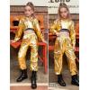 image:imagePerfashion Cargo Pants for Girls Hip Hop Dance Metallic Y2K Neon Drawstring Parachute Wide Leg Jogger 413YMetallic Gold03919