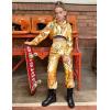 image:imagePerfashion Cargo Pants for Girls Hip Hop Dance Metallic Y2K Neon Drawstring Parachute Wide Leg Jogger 413YMetallic Gold03919