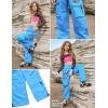 image:imagePerfashion Cargo Pants for Girls Hip Hop Dance Metallic Y2K Neon Drawstring Parachute Wide Leg Jogger 413YNeon Blue 15921
