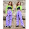 image:imagePerfashion Cargo Pants for Girls Hip Hop Dance Metallic Y2K Neon Drawstring Parachute Wide Leg Jogger 413YNeon Purple 12921