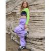 image:imagePerfashion Cargo Pants for Girls Hip Hop Dance Metallic Y2K Neon Drawstring Parachute Wide Leg Jogger 413YNeon Purple 12921