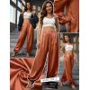 image:imagePerfashion Women Satin Pants Balloon Silk Dressy Harem Trousers Flowy Oversized Baggy Joggers Going Out LoungeCaramel