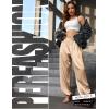 image:imagePerfashion Women Satin Pants Balloon Silk Dressy Harem Trousers Flowy Oversized Baggy Joggers Going Out LoungeLight Champagne