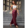 image:imagePerfashion Women Satin Pants Balloon Silk Dressy Harem Trousers Flowy Oversized Baggy Joggers Going Out LoungeWine Red