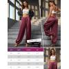 image:imagePerfashion Women Satin Pants Balloon Silk Dressy Harem Trousers Flowy Oversized Baggy Joggers Going Out LoungeWine Red