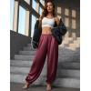 image:imagePerfashion Women Satin Pants Balloon Silk Dressy Harem Trousers Flowy Oversized Baggy Joggers Going Out LoungeWine Red