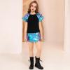 image:imagePerfashion Girls Metallic Skort High Waisted Stretchy Metallic Wrap Skirt Shorts Trendy Asymmetrical Skort 413YLaser Blue Skort 13420