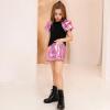 image:imagePerfashion Girls Metallic Skort High Waisted Stretchy Metallic Wrap Skirt Shorts Trendy Asymmetrical Skort 413YPink Skort 12420