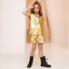 image:imagePerfashion Girls Vest Metallic Half Zip Hoodie Sleeveless Leather Disco Jackets with Kangaroo Pocket 413YGold Vest 03311