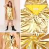 image:imagePerfashion Girls Vest Metallic Half Zip Hoodie Sleeveless Leather Disco Jackets with Kangaroo Pocket 413YGold Vest 03311