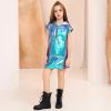 image:imagePerfashion Girls Vest Metallic Half Zip Hoodie Sleeveless Leather Disco Jackets with Kangaroo Pocket 413YLaser Blue Vest 13311