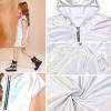 image:imagePerfashion Girls Vest Metallic Half Zip Hoodie Sleeveless Leather Disco Jackets with Kangaroo Pocket 413YLaser Silver Vest 01311