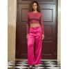 image:imagePerfashion Women Ballet Wrap Top Pilates Yoga Long Sleeve Workout Tie Tops Y2K Dance Shirt BlousesBurgundy Red 06931