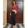 image:imagePerfashion Women Ballet Wrap Top Pilates Yoga Long Sleeve Workout Tie Tops Y2K Dance Shirt BlousesBurgundy Red 06931