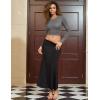 image:imagePerfashion Women Ballet Wrap Top Pilates Yoga Long Sleeve Workout Tie Tops Y2K Dance Shirt BlousesDark Grey 34931