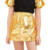 image:imagePerfashion Girls Metallic Skort High Waisted Stretchy Metallic Wrap Skirt Shorts Trendy Asymmetrical Skort 413YGold Skort 03420