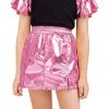 image:imagePerfashion Girls Metallic Skort High Waisted Stretchy Metallic Wrap Skirt Shorts Trendy Asymmetrical Skort 413YPink Skort 12420