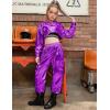 image:imagePerfashion Girls Long Sleeve Metallic Crop Tops Hip Hop Dance Hoodie Cropped Sweatshirt 413YPurple05