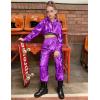 image:imagePerfashion Girls Long Sleeve Metallic Crop Tops Hip Hop Dance Hoodie Cropped Sweatshirt 413YPurple05