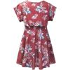 image:imagePerfashion Girls Summer Dresses Printed Casual Loose Sundress Smocked Waist RollSleeveRed Hawaiian 38d