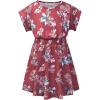 image:imagePerfashion Girls Summer Dresses Printed Casual Loose Sundress Smocked Waist RollSleeveRed Hawaiian 38d