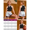 image:imagePerfashion Girls Ribbed Mock Turtleneck Crop Tank Top Sleeveless Ribbed Knit Basic SlimFit Layering Tops 413YBlack Lips