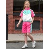 image:imagePerfashion Girls Summer 2 Piece Outfits 80s 90s Tracksuit Windbreaker amp Short Sets Hip Hop Dance 413YHot Pink and White 53413