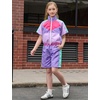 image:imagePerfashion Girls Summer 2 Piece Outfits 80s 90s Tracksuit Windbreaker amp Short Sets Hip Hop Dance 413YPurple 16413