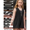 image:imagePerfashion Girls Summer Athletic Romper Shorts Hooded Jumpsuits Soft Sleeveless Overall With Pockets 413YBlack